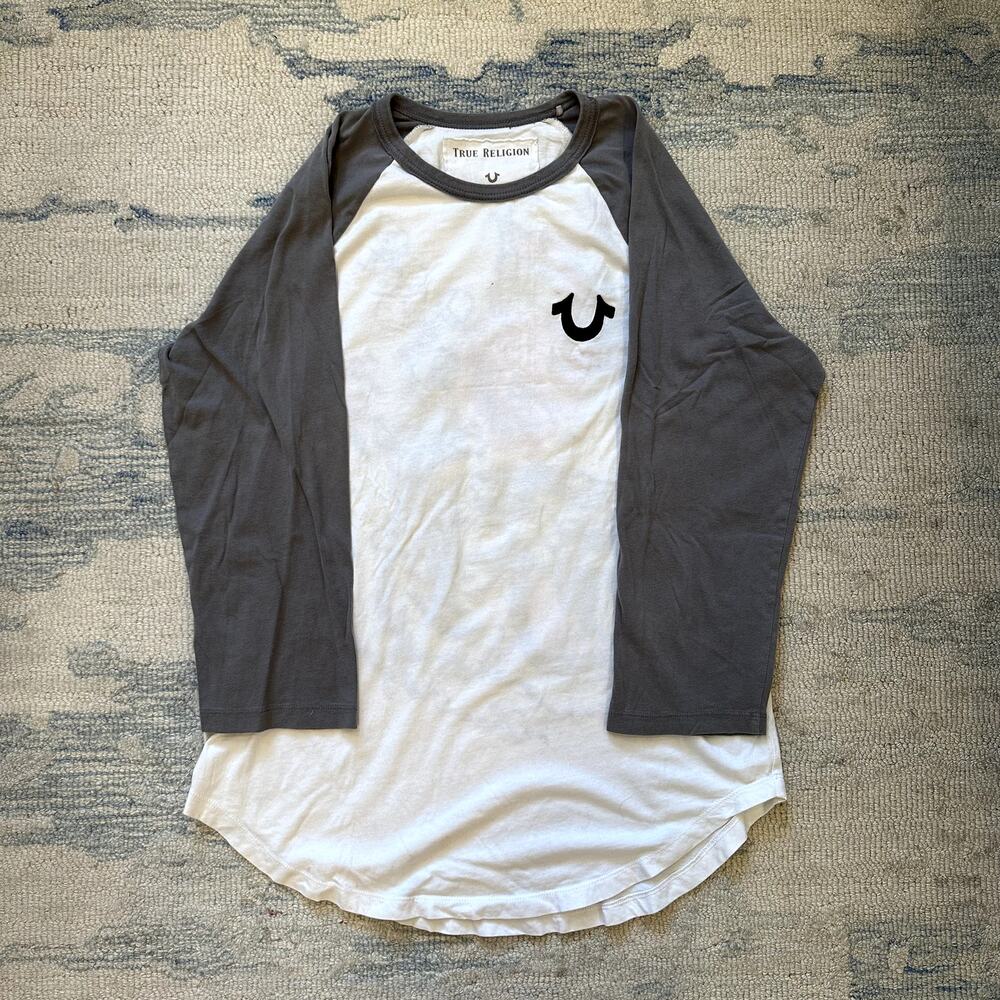True Religion Y2K Tiger Embroidery Baseball Tee Size Medium